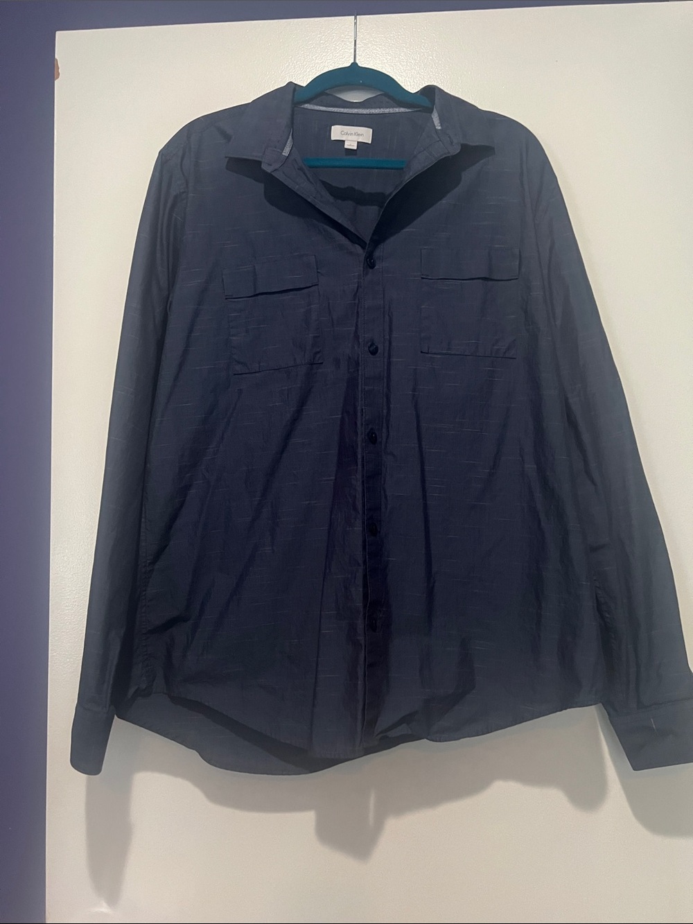 Men’s  Calvin Klein Navy Blue Long Sleeve Button-Down Shirt size large